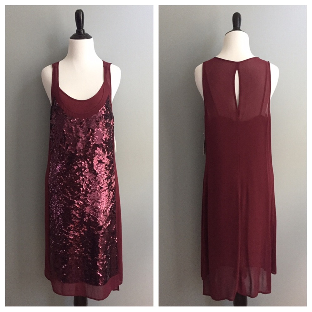 Trouve burgundy sequin dress